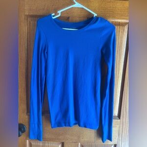 Athleta Blue Long Sleeve Textured, Athletic Women's Top Size XS